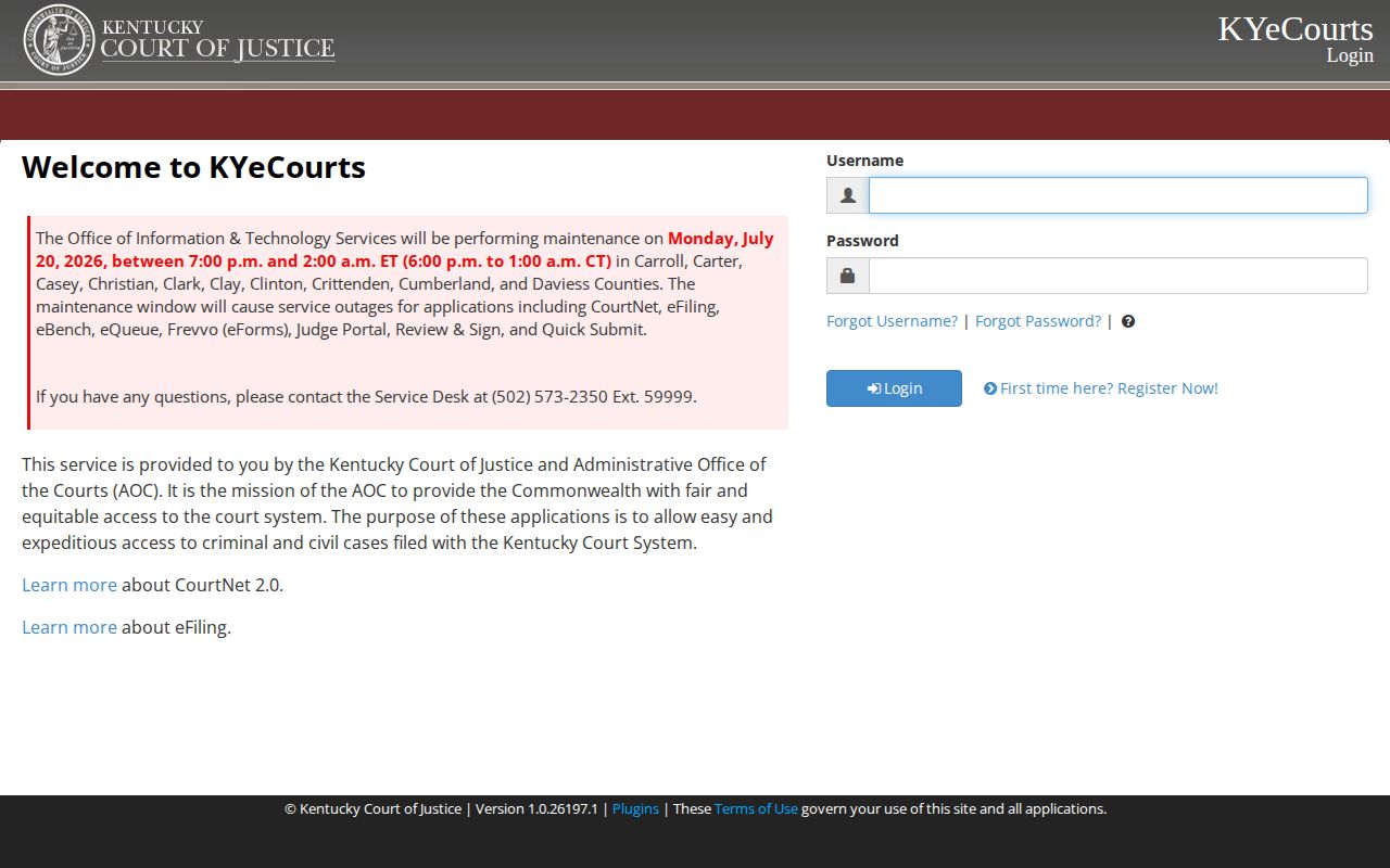 Rockcastle County release record CourtNet public case search